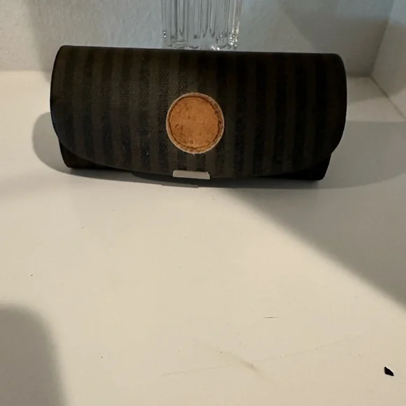 Vintage Fendi Black and Tan Striped eyeglass case - Picture 1 of 6